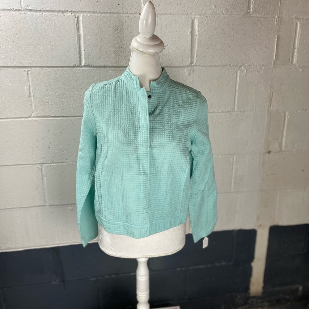 Eileen Fisher Blue Cotton Blazer Size Petit Small